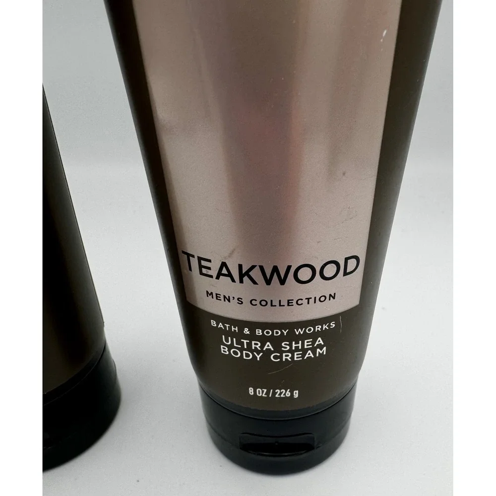Lot of 2 Bath & Body Works TEAKWOOD Men's Ultra Shea Body Cream 8oz Discontinued